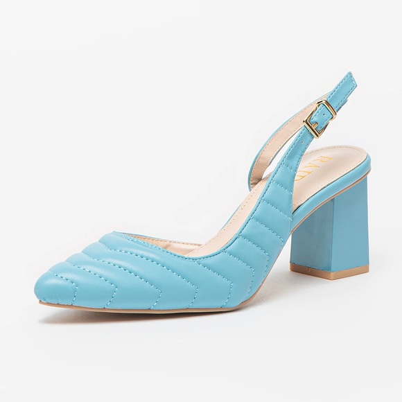NWT Raid Quilted Sky Blue Slingback Pumps - Picture 2 of 16
